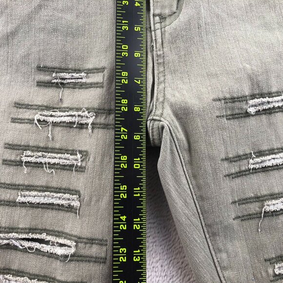 Bamboo Womens Jeans Size 3/4 Distressed Skinny Ankle Casual Classic Green Denim - Picture 7 of 15